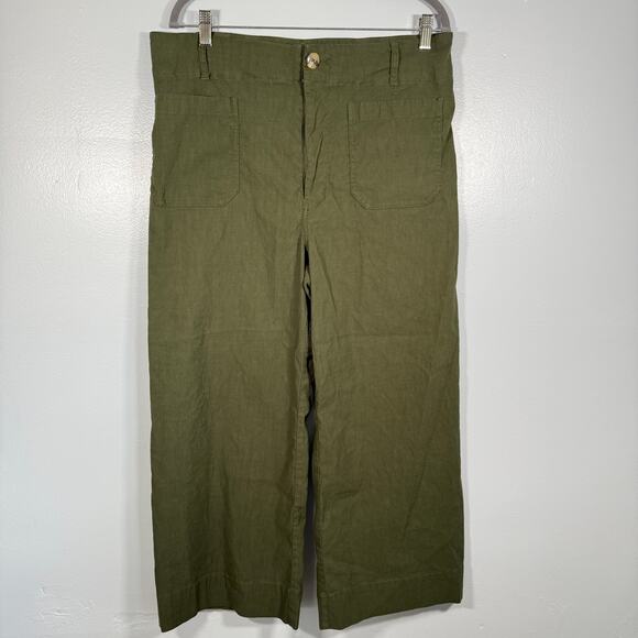 Maeve Anthropologie Colette Olive Green Wide Leg Twill Crop Pant Plus Size 22 - Picture 2 of 7
